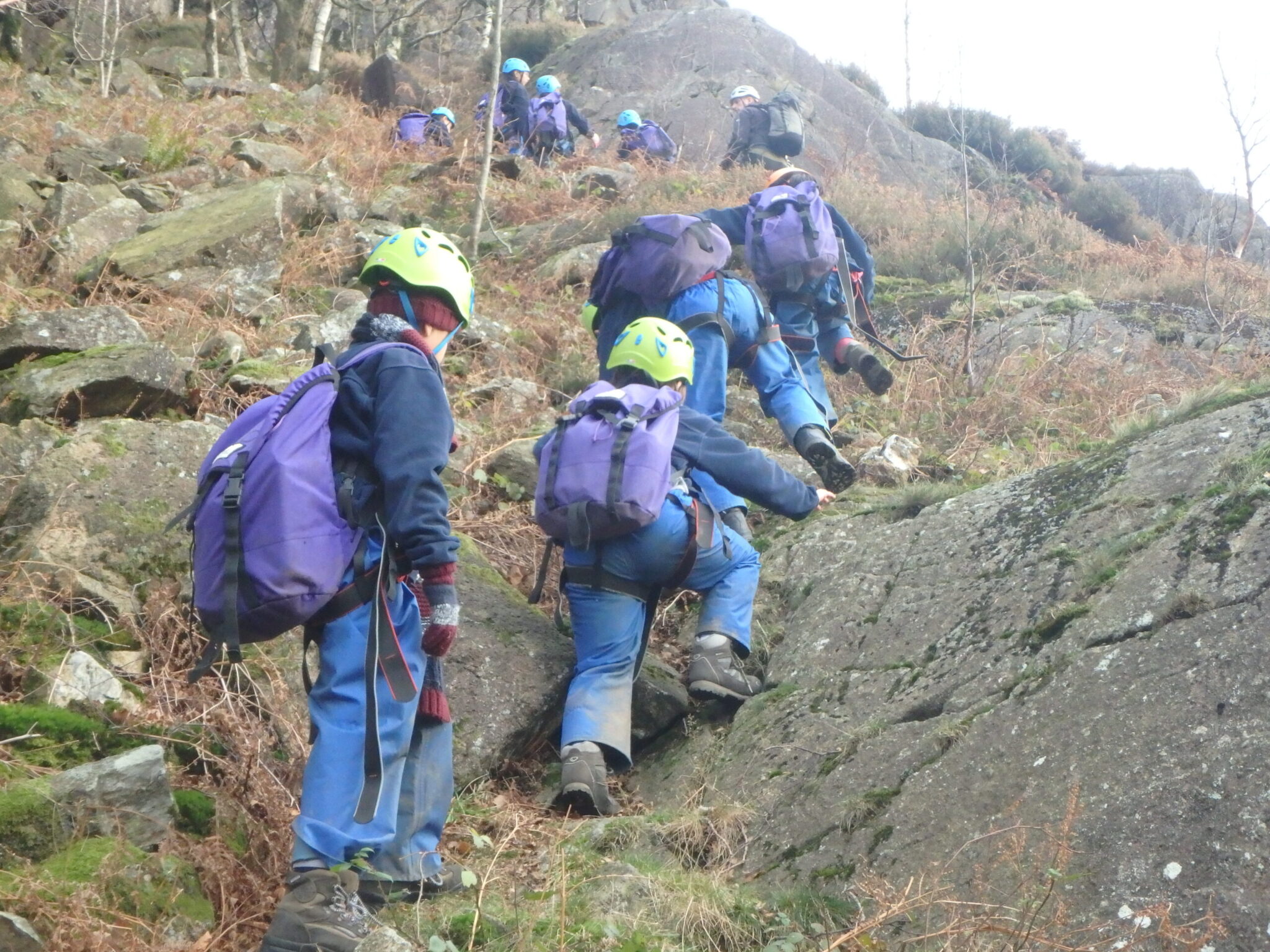 Children climbing a mountain